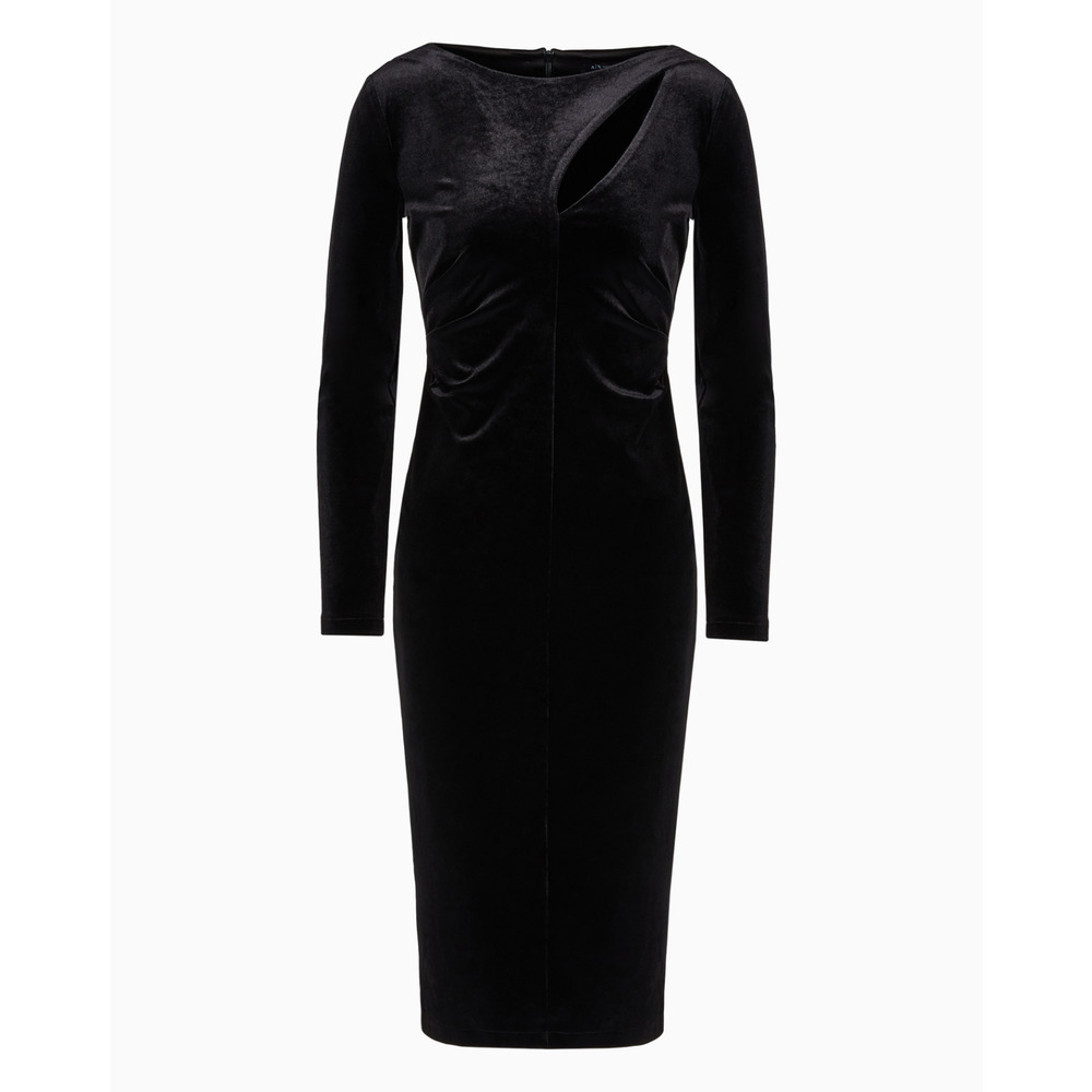 Armani Exchange Black Velvet Dress Luxe Bodycon Designer Size Small NWT Limited